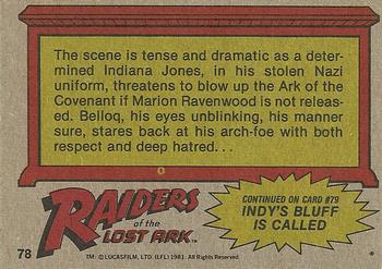 1981 Topps Raiders of the Lost Ark #78 Threatened By Indiana Jones Back