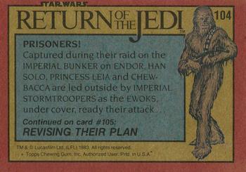1983 Topps Star Wars: Return of the Jedi #104 Prisoners! Back