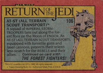 1983 Topps Star Wars: Return of the Jedi #106 AT-ST (All Terrain Scout Transport) Back
