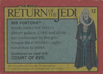 1983 Topps Star Wars: Return of the Jedi #12 Bib Fortuna Back