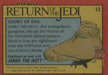 1983 Topps Star Wars: Return of the Jedi #13 Court of Evil Back