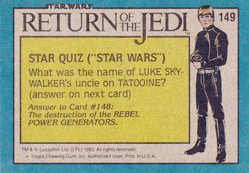 1983 Topps Star Wars: Return of the Jedi #149 Lando Calrissian's Disguise Back