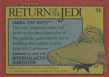 1983 Topps Star Wars: Return of the Jedi #14 Jabba the Hutt Back