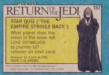 1983 Topps Star Wars: Return of the Jedi #157 Princess Leia Has the Force! Back