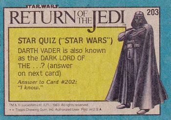1983 Topps Star Wars: Return of the Jedi #203 Han Solo Is Alive! Back