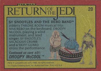 1983 Topps Star Wars: Return of the Jedi #20 Sy Snootles and the Rebo Band Back