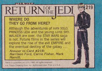 1983 Topps Star Wars: Return of the Jedi #219 Portrait of Chewbacca Back
