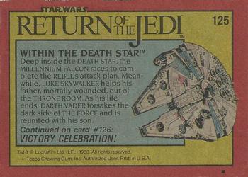 1983 Topps Star Wars: Return of the Jedi #125 Within the Death Star Back