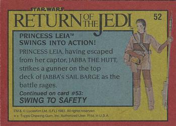 1983 Topps Star Wars: Return of the Jedi #52 Princess Leia Swings Into Action! Back