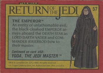 1983 Topps Star Wars: Return of the Jedi #57 The Emperor Back