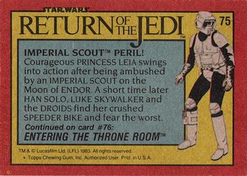 1983 Topps Star Wars: Return of the Jedi #75 Imperial Scout Peril! Back