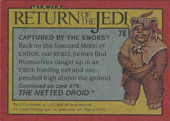 1983 Topps Star Wars: Return of the Jedi #78 Captured by the Ewoks Back