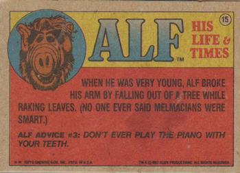 1987 Topps ALF #15 Don't come in yet. The kitchen needs a second coat of spaghetti sauce Back