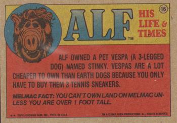 1987 Topps ALF #16 Cheer up. We'll stop falling of the couch eventually Back