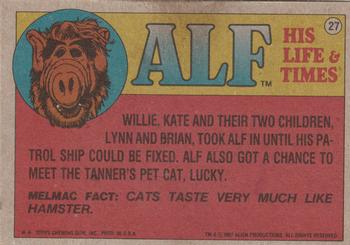 1987 Topps ALF #27 Who needs a pot of gold at the end of the rainbow. I've got a refrigerator! Back