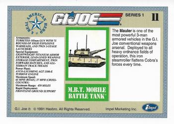 1991 Impel G.I. Joe #11 M.B.T. Mobile Battle Tank Back