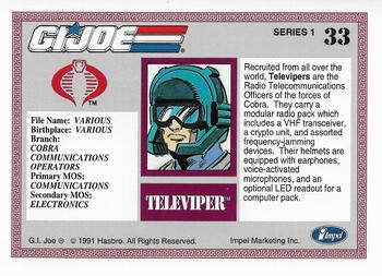 1991 Impel G.I. Joe #33 Televiper Back