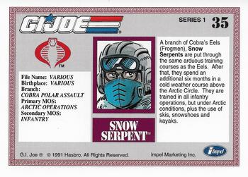 1991 Impel G.I. Joe #35 Snow Serpent Back