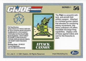 1991 Impel G.I. Joe #56 Attack Cannon, FLAK Back