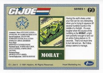 1991 Impel G.I. Joe #60 Motorized Battle Tank, MOBAT Back