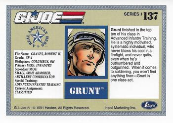 1991 Impel G.I. Joe #137 Grunt Back