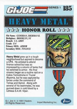 1991 Impel G.I. Joe #185 Heavy Metal Back