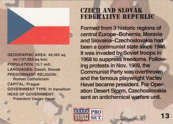 1991 Pro Set Desert Storm #13 Czech and Slovak Federative Republic Back