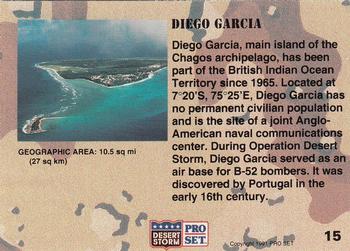 1991 Pro Set Desert Storm #15 Diego Garcia Back