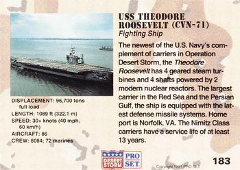 1991 Pro Set Desert Storm #183 USS Theodore Roosevelt (CVN-71) Back