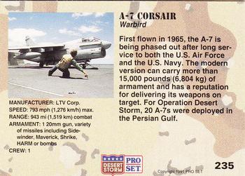 1991 Pro Set Desert Storm #235 A-7 Corsair Back