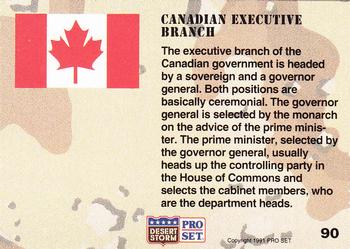 1991 Pro Set Desert Storm #90 Canadian Executive Branch Back