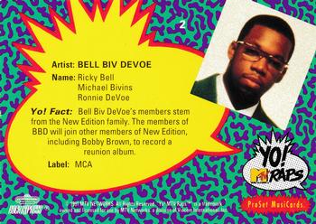 1991 Pro Set Yo! MTV Raps #2 Bell Biv DeVoe Back