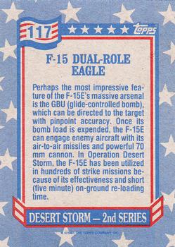 1991 Topps Desert Storm #117 F-15 Dual-Role Eagle Back