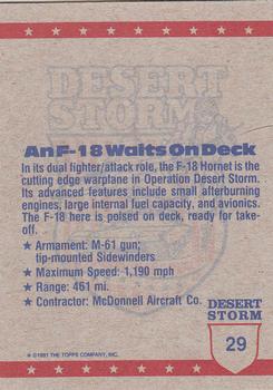 1991 Topps Desert Storm #29 An F-18 Waits To Fly Back