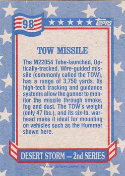 1991 Topps Desert Storm #98 TOW Missile Back