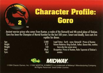 1994 Classic Mortal Kombat Series 1 #2 Goro Back
