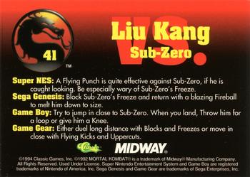 1994 Classic Mortal Kombat Series 1 #41 Liu Kang vs. Sub-Zero Back