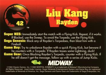 1994 Classic Mortal Kombat Series 1 #42 Liu Kang vs. Rayden Back