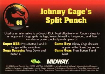1994 Classic Mortal Kombat Series 1 #61 Johnny Cage's Split Punch Back