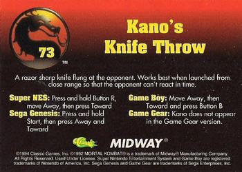 1994 Classic Mortal Kombat Series 1 #73 Kano's Knife Throw Back