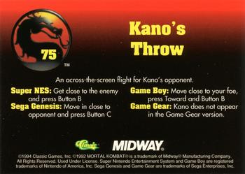 1994 Classic Mortal Kombat Series 1 #75 Kano's Throw Back