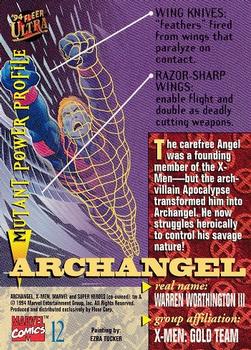 1994 Ultra X-Men #12 Archangel Back