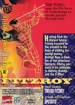 1994 Ultra X-Men #85 Fitzroy Back