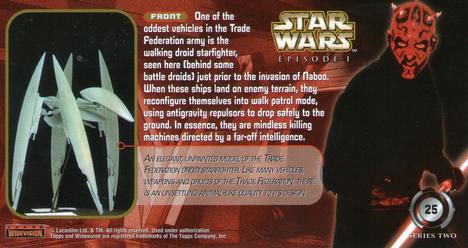 1999 Topps Widevision Star Wars: Episode I Series 2 #25 The Walking Droid Fighter Back