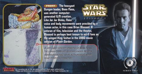 1999 Topps Widevision Star Wars: Episode I Series 2 #9 Boss Nass Back