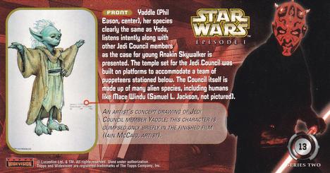 1999 Topps Widevision Star Wars: Episode I Series 2 #13 The Jedi Council Back