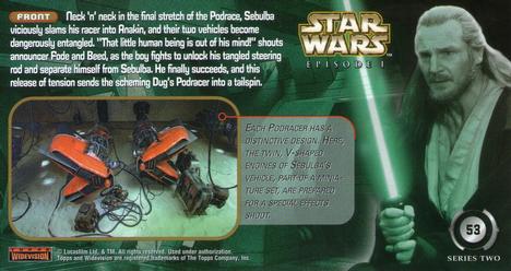 1999 Topps Widevision Star Wars: Episode I Series 2 #53 Fury Of The Podrace Back