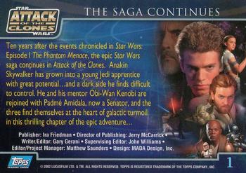 2002 Topps Star Wars: Attack of the Clones #1 Title Card Back