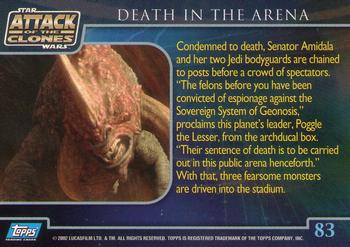 2002 Topps Star Wars: Attack of the Clones #83 Death In The Arena Back