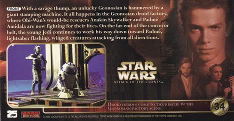 2002 Topps Star Wars: Attack of the Clones Widevision #34 An Attacker...Stomped! Back